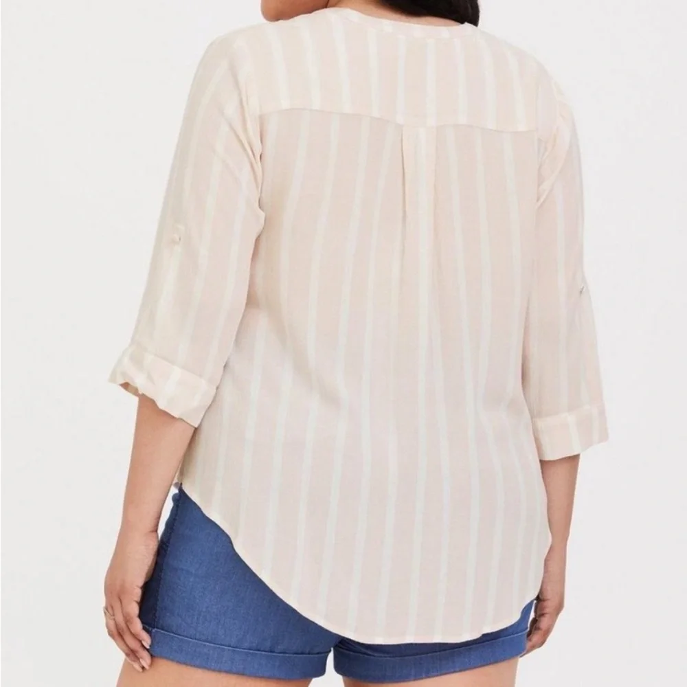 Torrid Pastel Pink & White Stripe Blouse Top